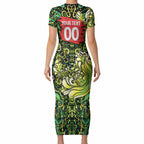 Personalized Sydney Thunder Cricket Short Sleeve Bodycon Dress Hippie Psychedelic Pattern Vibrant Mandala Art Style