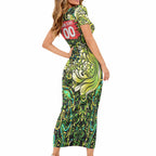Personalized Sydney Thunder Cricket Short Sleeve Bodycon Dress Hippie Psychedelic Pattern Vibrant Mandala Art Style