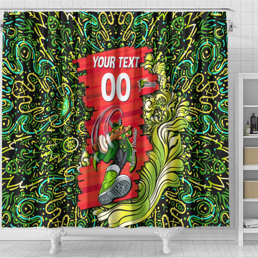 Personalized Sydney Thunder Cricket Shower Curtain Hippie Psychedelic Pattern Vibrant Mandala Art Style