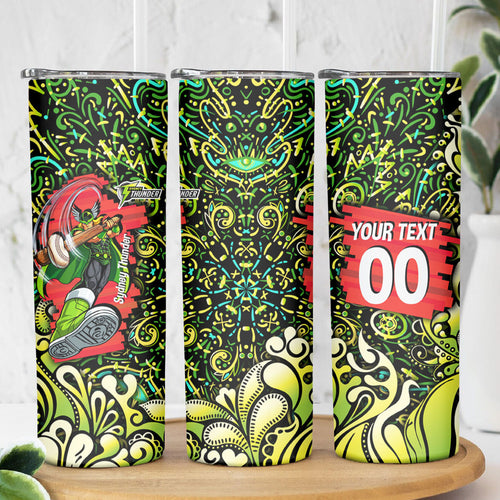 Personalized Sydney Thunder Cricket Skinny Tumbler Hippie Psychedelic Pattern Vibrant Mandala Art Style