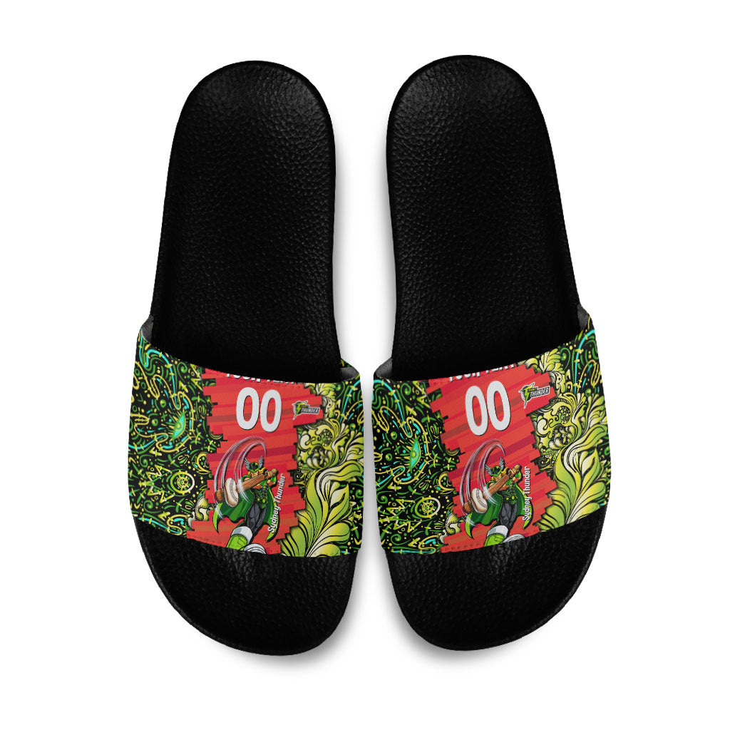 Personalized Sydney Thunder Cricket Slide Sandals Hippie Psychedelic Pattern Vibrant Mandala Art Style