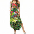 Personalized Sydney Thunder Cricket Summer Maxi Dress Hippie Psychedelic Pattern Vibrant Mandala Art Style