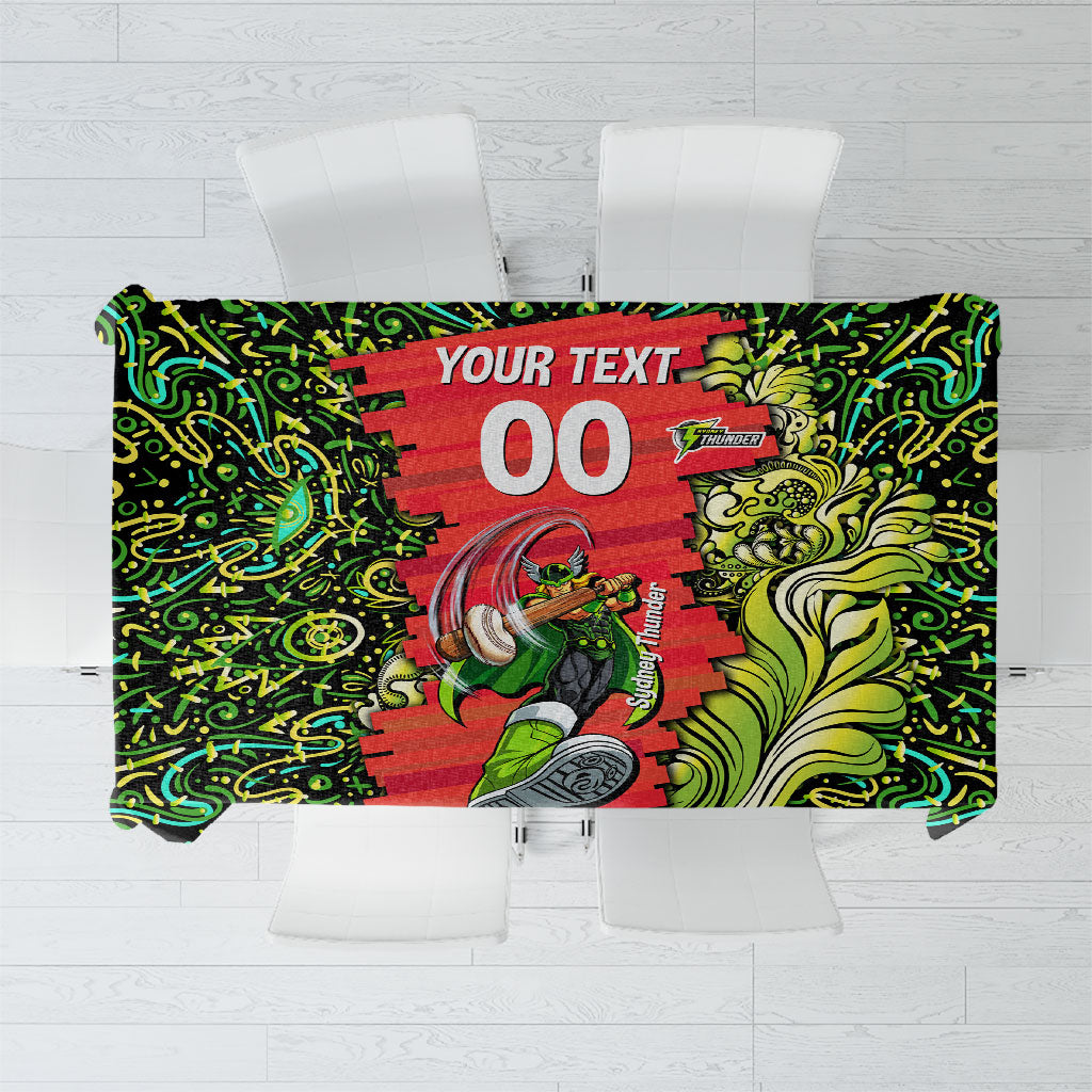 Personalized Sydney Thunder Cricket Tablecloth Hippie Psychedelic Pattern Vibrant Mandala Art Style