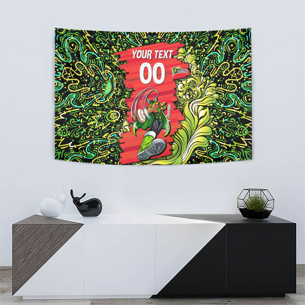 Personalized Sydney Thunder Cricket Tapestry Hippie Psychedelic Pattern Vibrant Mandala Art Style