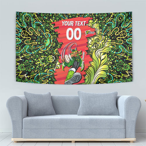 Personalized Sydney Thunder Cricket Tapestry Hippie Psychedelic Pattern Vibrant Mandala Art Style