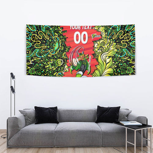 Personalized Sydney Thunder Cricket Tapestry Hippie Psychedelic Pattern Vibrant Mandala Art Style