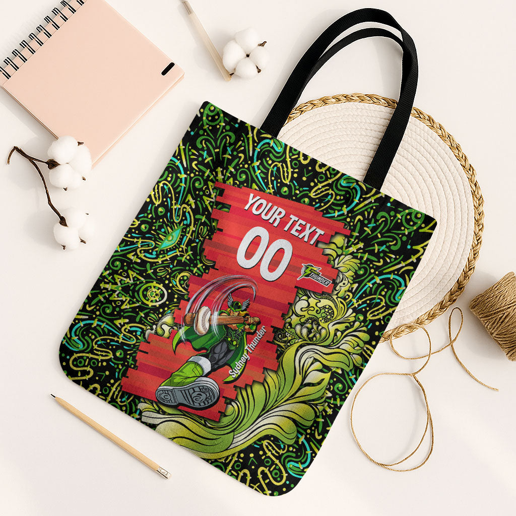 Personalized Sydney Thunder Cricket Tote Bag Hippie Psychedelic Pattern Vibrant Mandala Art Style