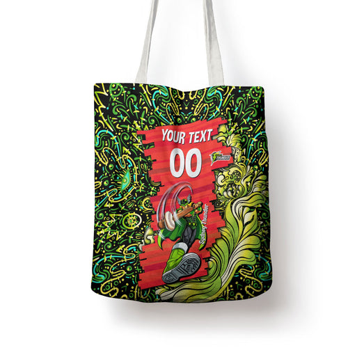 Personalized Sydney Thunder Cricket Tote Bag Hippie Psychedelic Pattern Vibrant Mandala Art Style