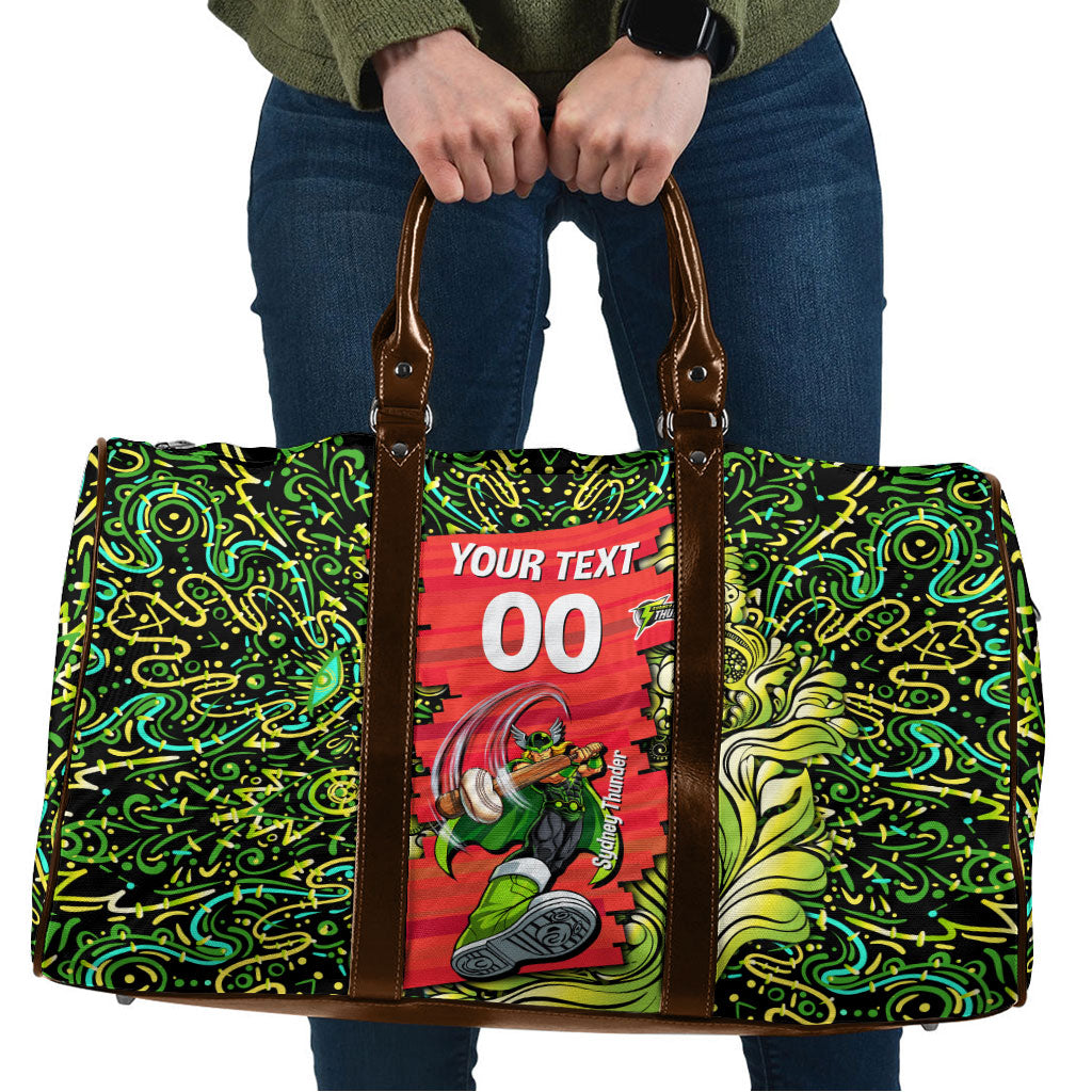 Personalized Sydney Thunder Cricket Travel Bag Hippie Psychedelic Pattern Vibrant Mandala Art Style