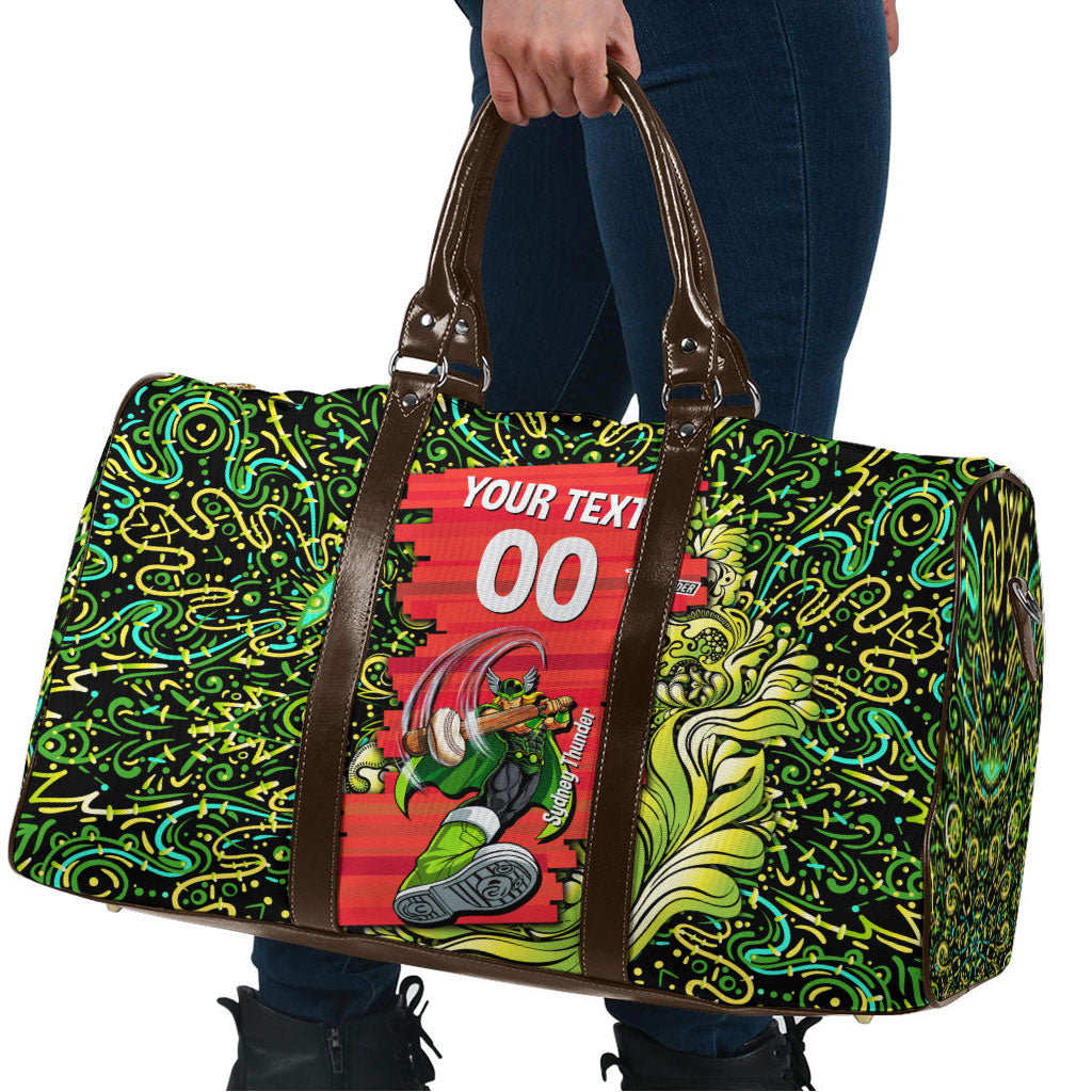Personalized Sydney Thunder Cricket Travel Bag Hippie Psychedelic Pattern Vibrant Mandala Art Style
