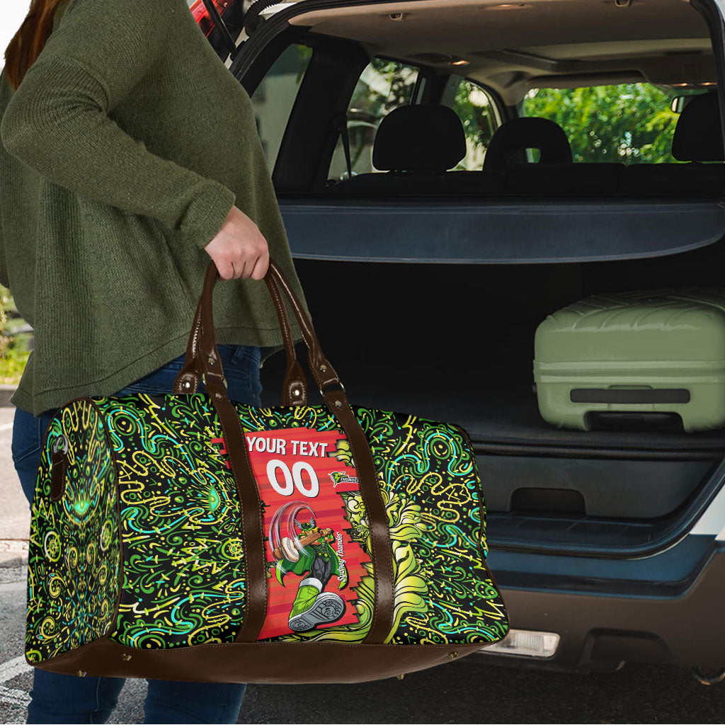 Personalized Sydney Thunder Cricket Travel Bag Hippie Psychedelic Pattern Vibrant Mandala Art Style