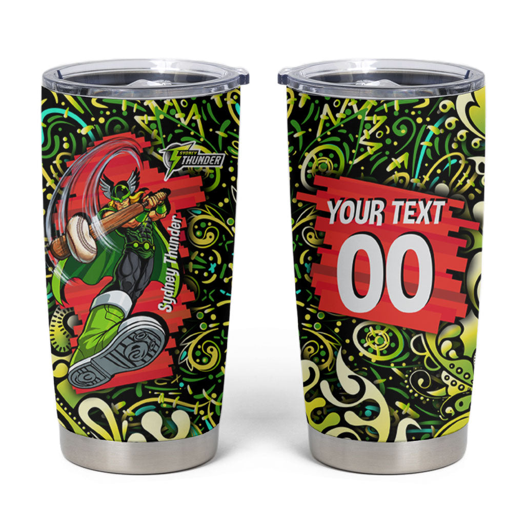 Personalized Sydney Thunder Cricket Tumbler Cup Hippie Psychedelic Pattern Vibrant Mandala Art Style