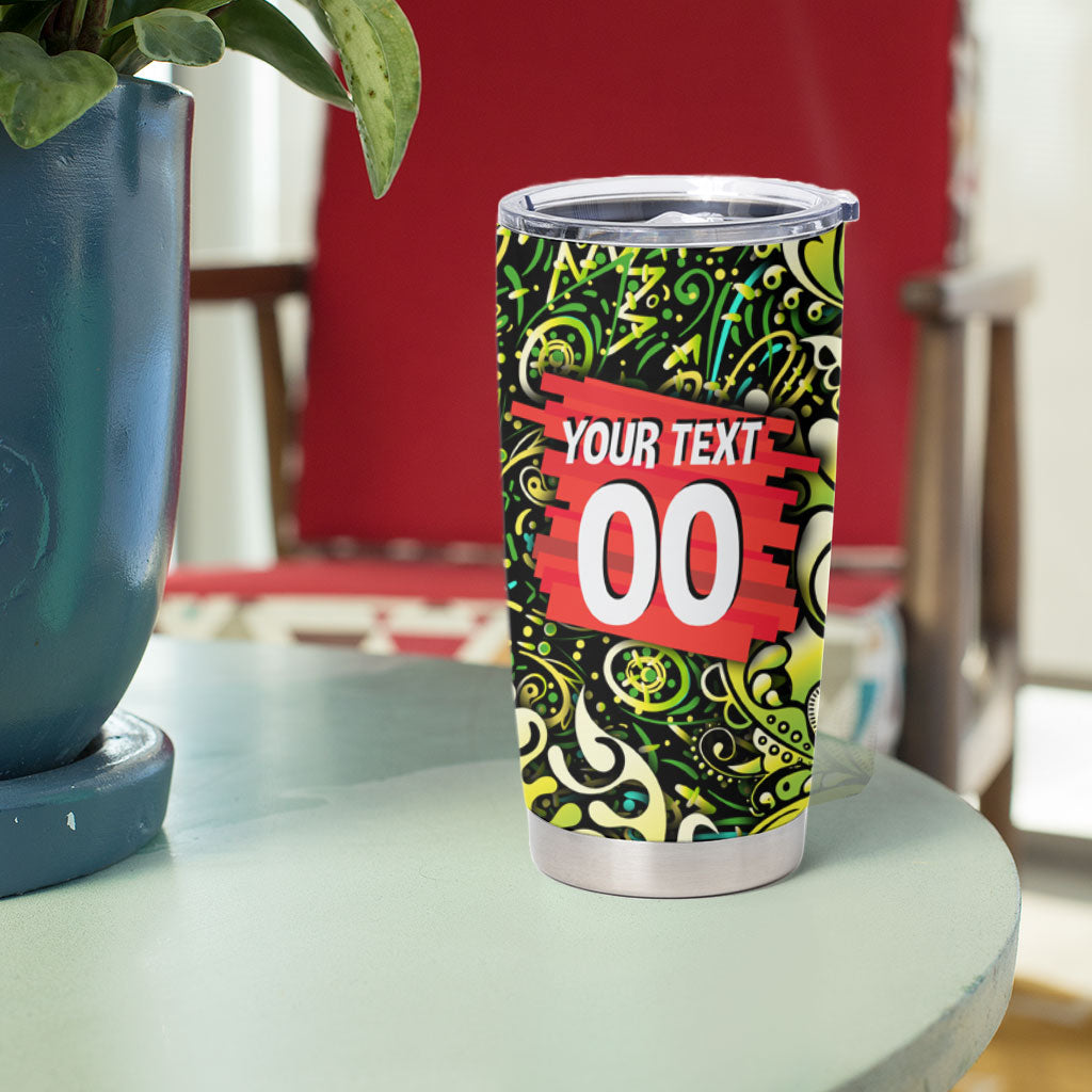 Personalized Sydney Thunder Cricket Tumbler Cup Hippie Psychedelic Pattern Vibrant Mandala Art Style