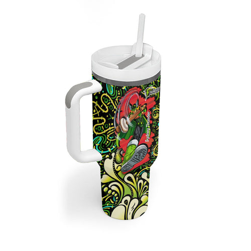 Personalized Sydney Thunder Cricket Tumbler With Handle Hippie Psychedelic Pattern Vibrant Mandala Art Style