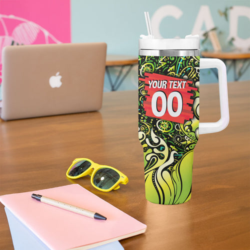Personalized Sydney Thunder Cricket Tumbler With Handle Hippie Psychedelic Pattern Vibrant Mandala Art Style