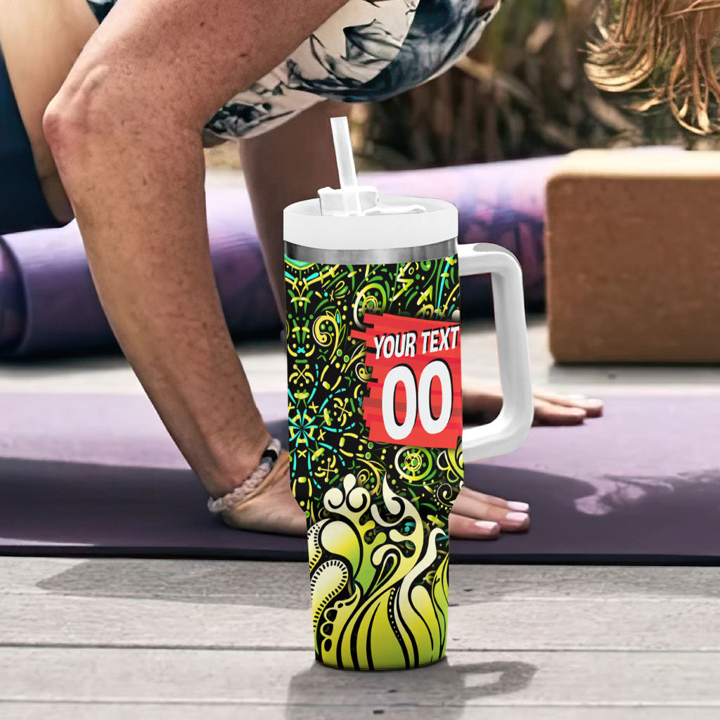 Personalized Sydney Thunder Cricket Tumbler With Handle Hippie Psychedelic Pattern Vibrant Mandala Art Style