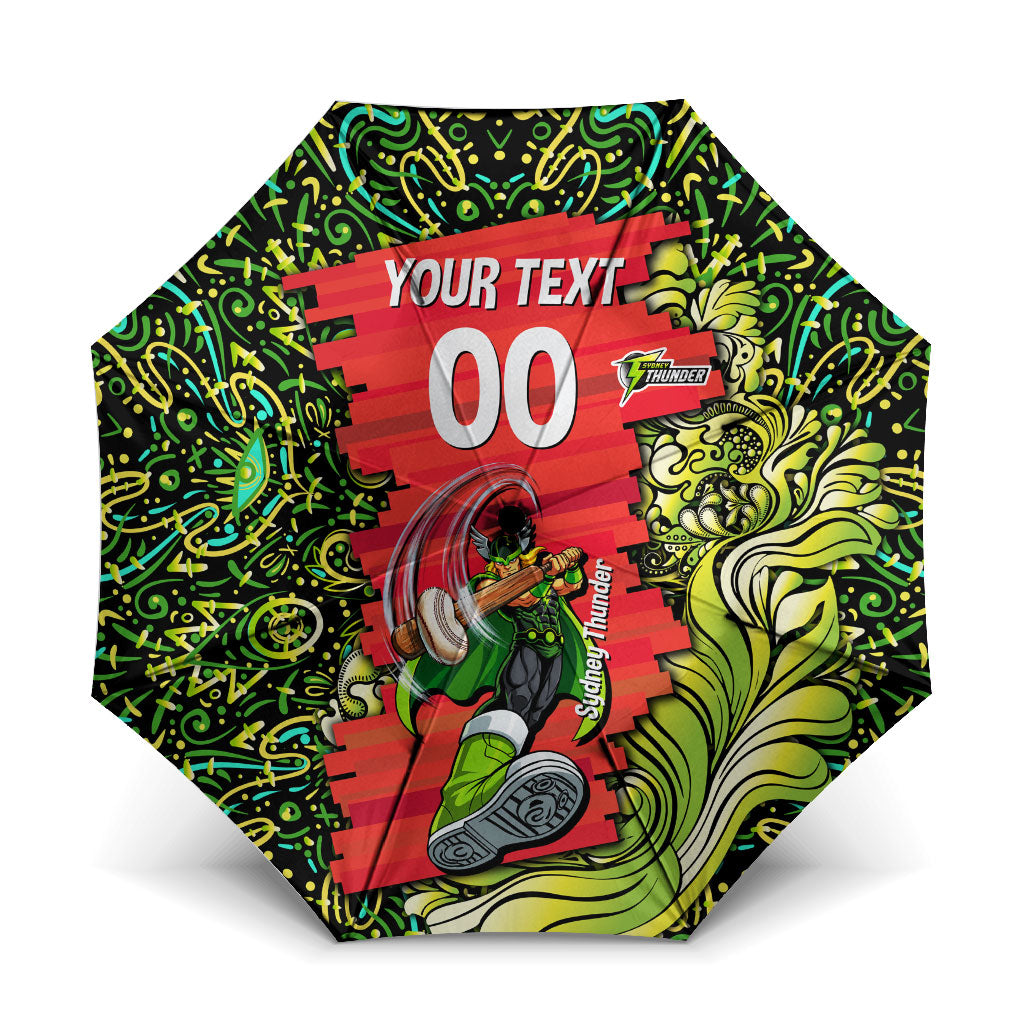Personalized Sydney Thunder Cricket Umbrella Hippie Psychedelic Pattern Vibrant Mandala Art Style
