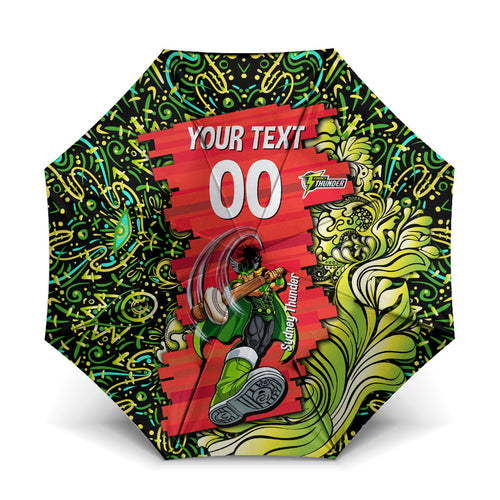 Personalized Sydney Thunder Cricket Umbrella Hippie Psychedelic Pattern Vibrant Mandala Art Style