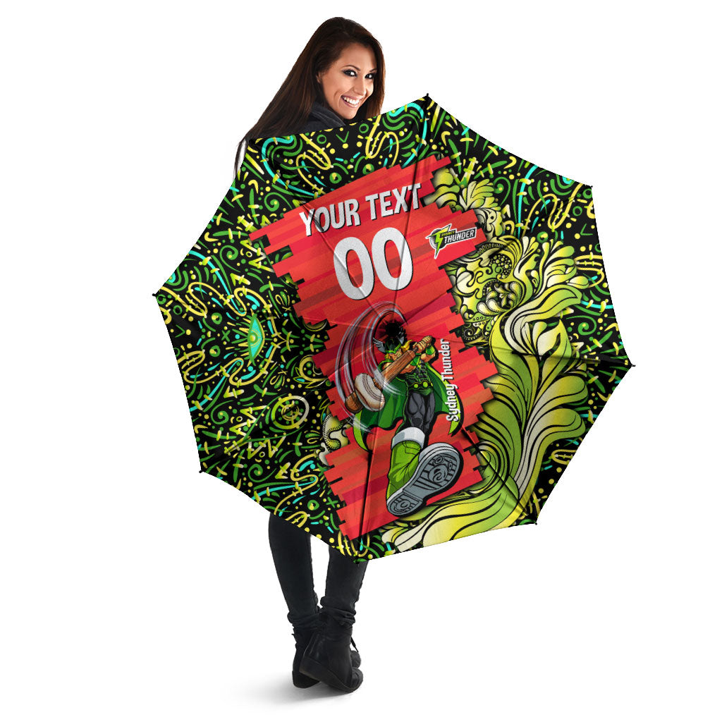 Personalized Sydney Thunder Cricket Umbrella Hippie Psychedelic Pattern Vibrant Mandala Art Style
