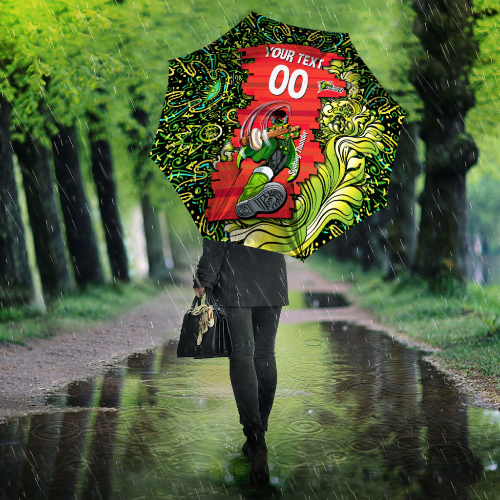 Personalized Sydney Thunder Cricket Umbrella Hippie Psychedelic Pattern Vibrant Mandala Art Style