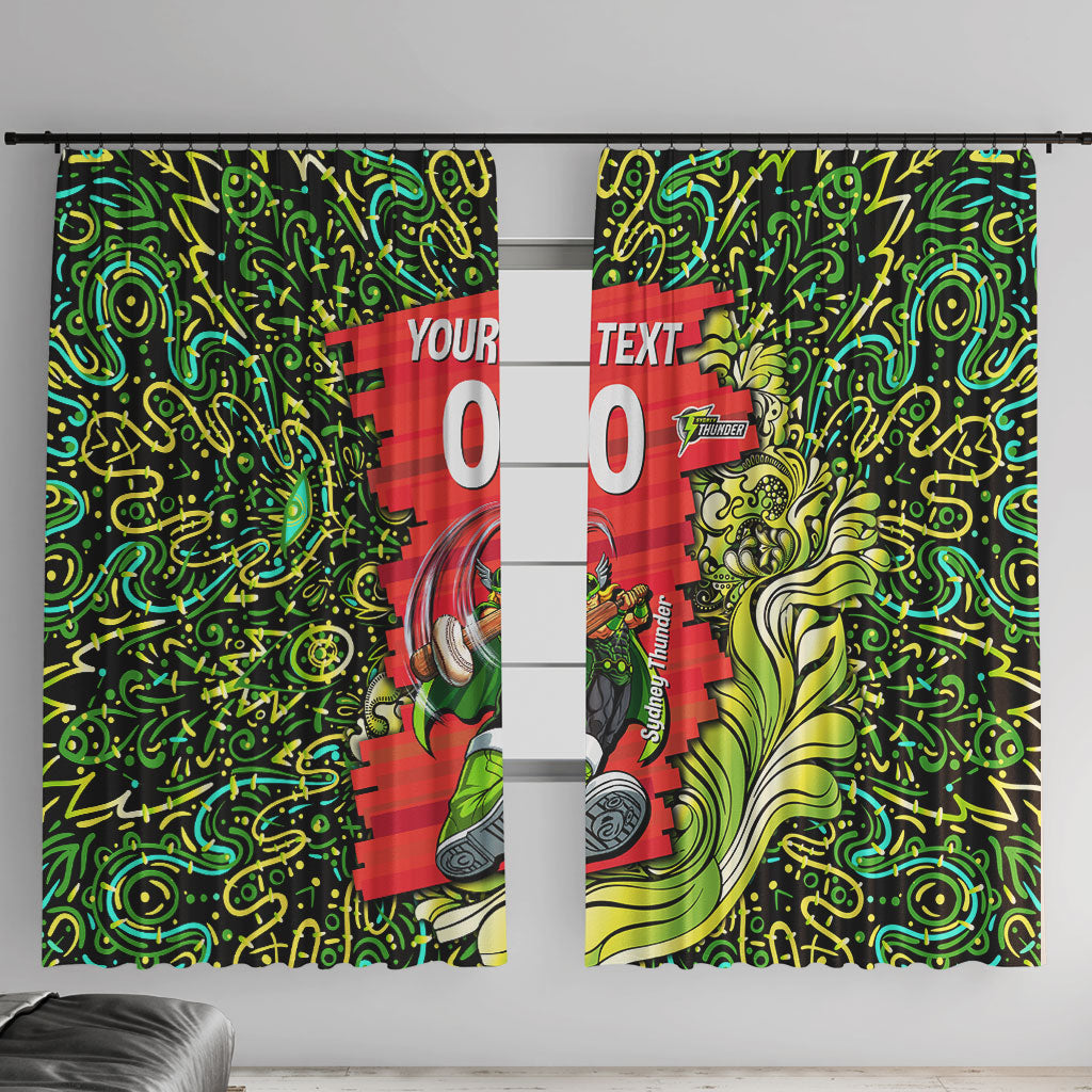 Personalized Sydney Thunder Cricket Window Curtain Hippie Psychedelic Pattern Vibrant Mandala Art Style