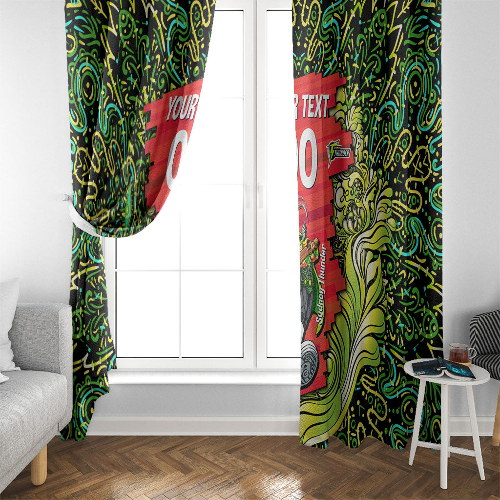 Personalized Sydney Thunder Cricket Window Curtain Hippie Psychedelic Pattern Vibrant Mandala Art Style