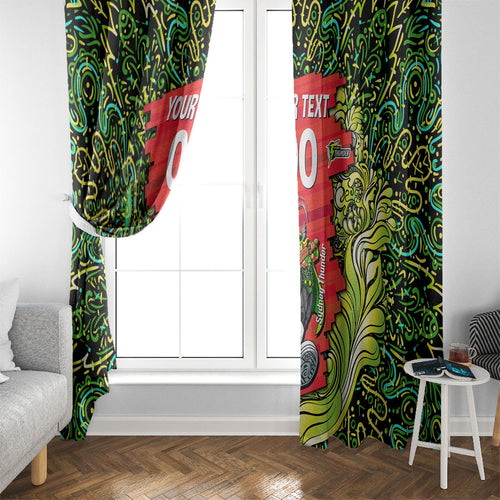 Personalized Sydney Thunder Cricket Window Curtain Hippie Psychedelic Pattern Vibrant Mandala Art Style