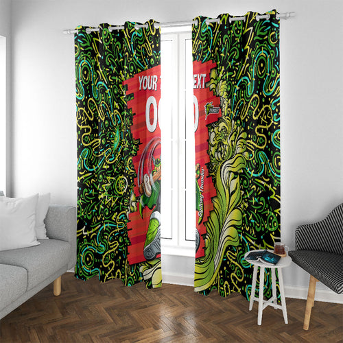 Personalized Sydney Thunder Cricket Window Curtain Hippie Psychedelic Pattern Vibrant Mandala Art Style