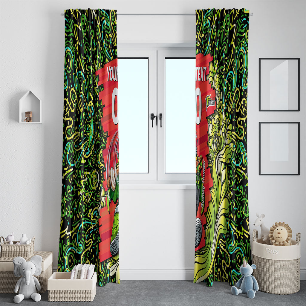 Personalized Sydney Thunder Cricket Window Curtain Hippie Psychedelic Pattern Vibrant Mandala Art Style