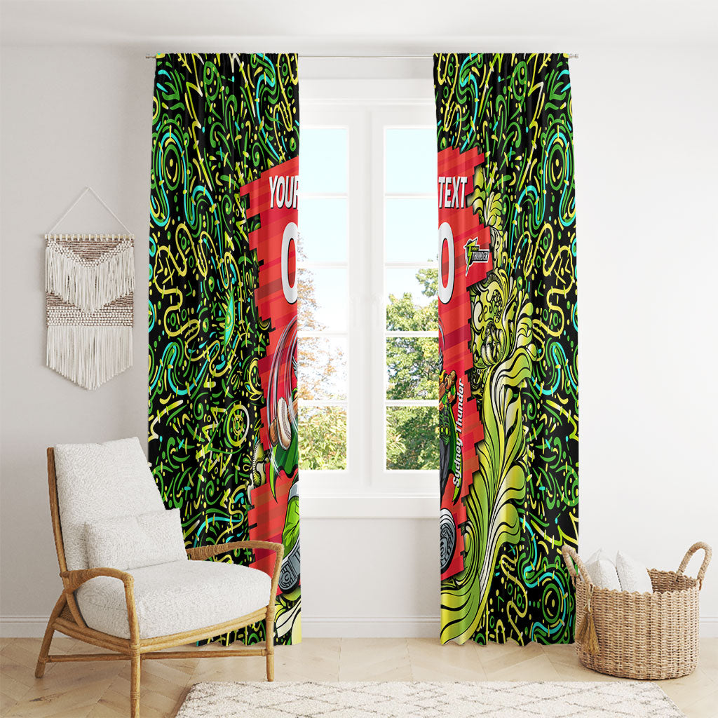 Personalized Sydney Thunder Cricket Window Curtain Hippie Psychedelic Pattern Vibrant Mandala Art Style