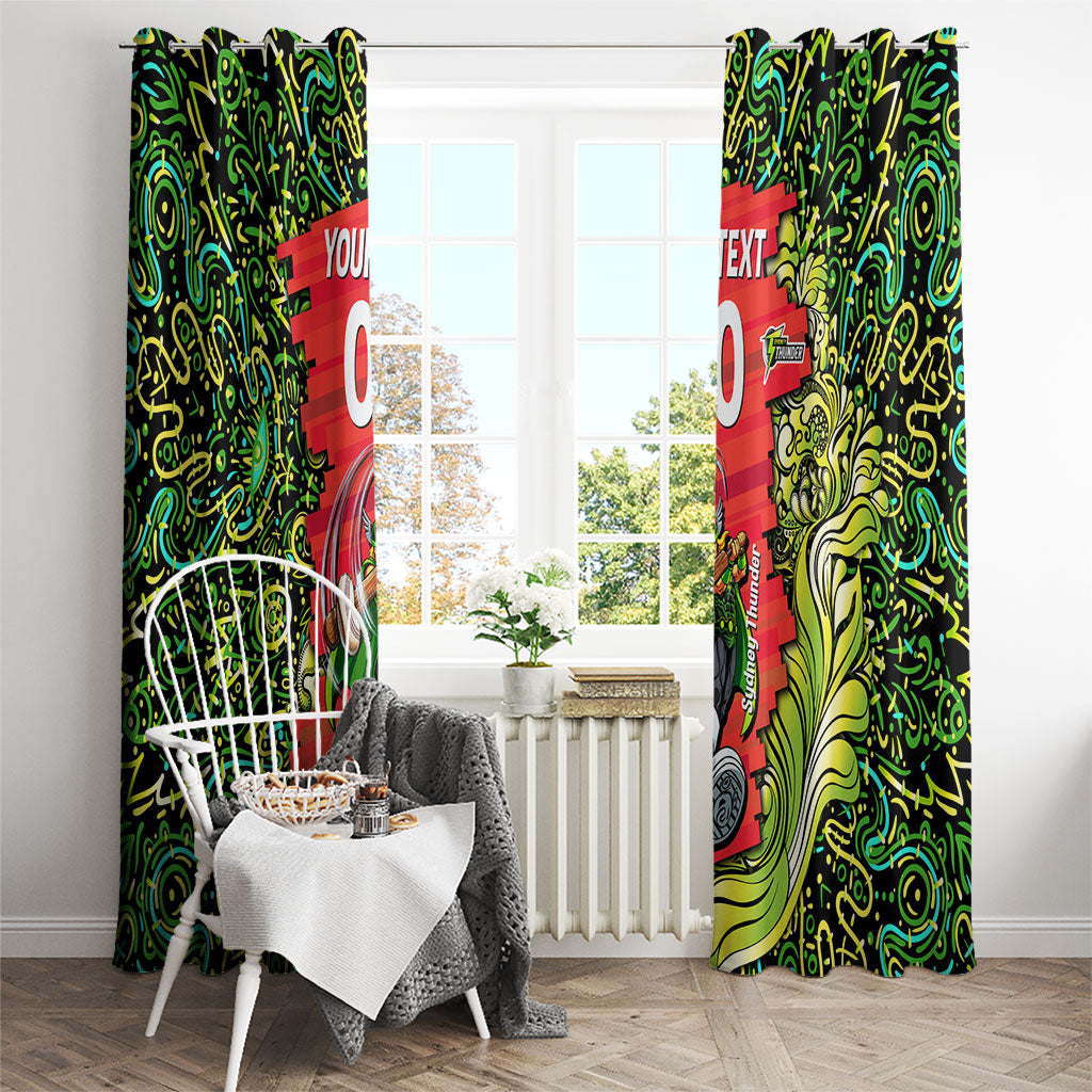 Personalized Sydney Thunder Cricket Window Curtain Hippie Psychedelic Pattern Vibrant Mandala Art Style