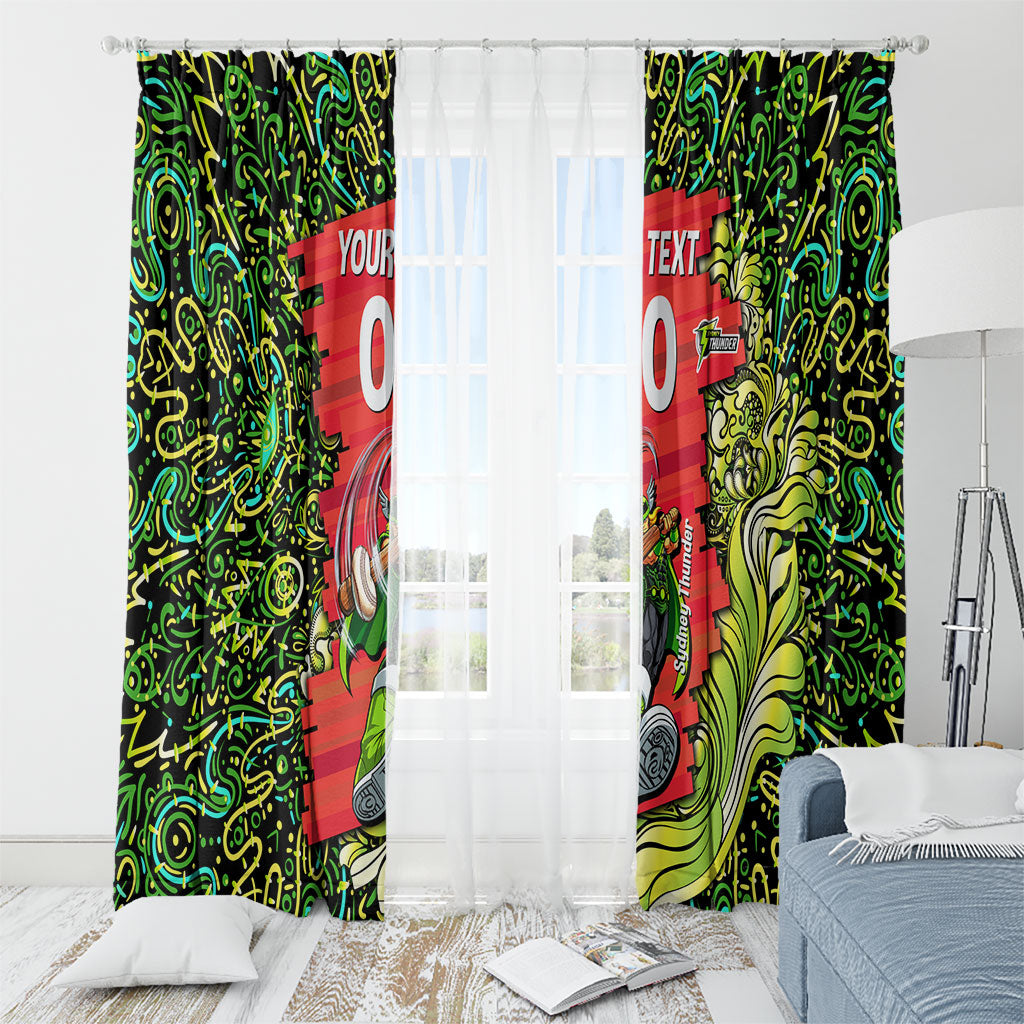Personalized Sydney Thunder Cricket Window Curtain Hippie Psychedelic Pattern Vibrant Mandala Art Style