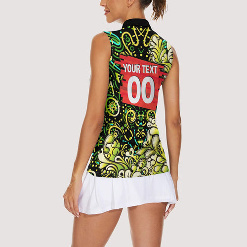 Personalized Sydney Thunder Cricket Women Sleeveless Polo Shirt Hippie Psychedelic Pattern Vibrant Mandala Art Style