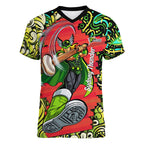 Personalized Sydney Thunder Cricket Women V-Neck T-Shirt Hippie Psychedelic Pattern Vibrant Mandala Art Style