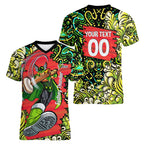 Personalized Sydney Thunder Cricket Women V-Neck T-Shirt Hippie Psychedelic Pattern Vibrant Mandala Art Style