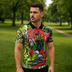 Personalized Sydney Thunder Cricket Zipper Polo Shirt Hippie Psychedelic Pattern Vibrant Mandala Art Style