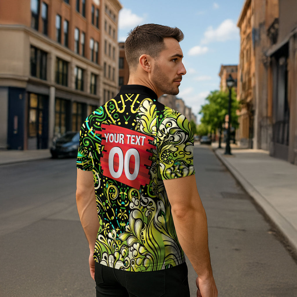 Personalized Sydney Thunder Cricket Zipper Polo Shirt Hippie Psychedelic Pattern Vibrant Mandala Art Style