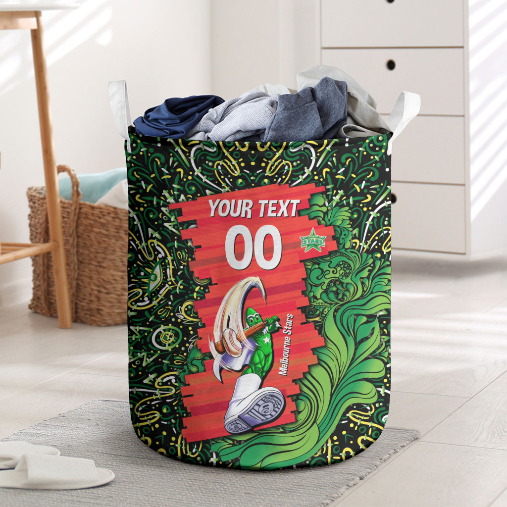 Personalized Melbourne Stars Cricket Laundry Basket Hippie Psychedelic Pattern Vibrant Mandala Art Style