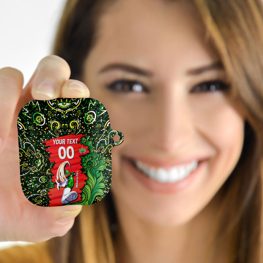 Personalized Melbourne Stars Cricket AirPods Case Hippie Psychedelic Pattern Vibrant Mandala Art Style