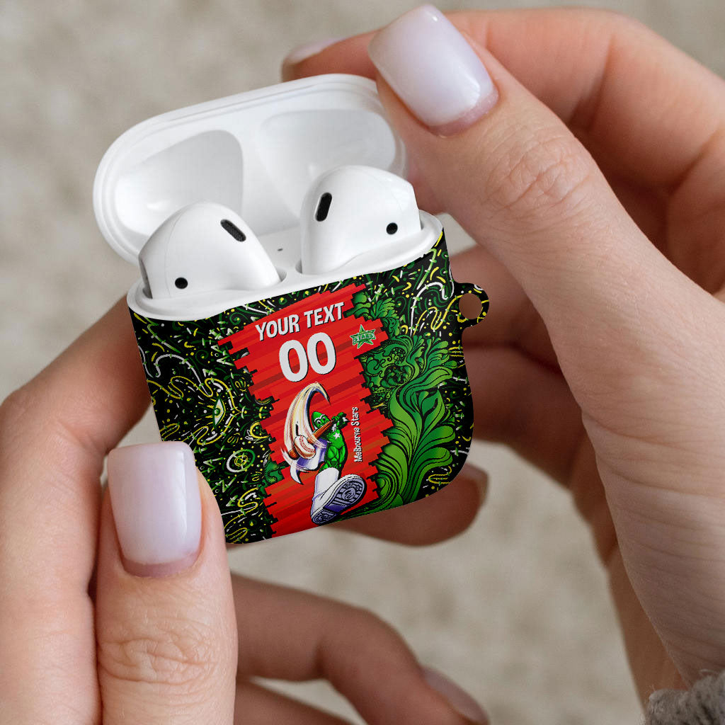 Personalized Melbourne Stars Cricket AirPods Case Hippie Psychedelic Pattern Vibrant Mandala Art Style