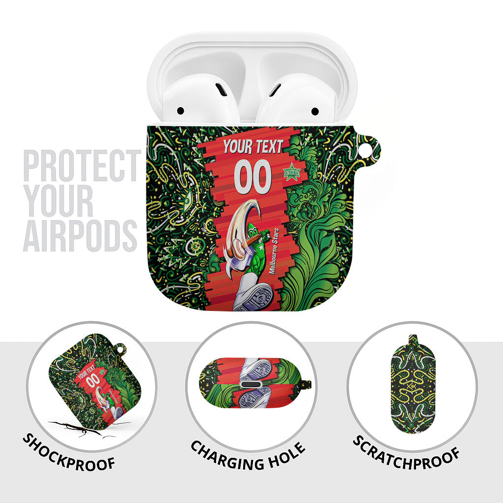 Personalized Melbourne Stars Cricket AirPods Case Hippie Psychedelic Pattern Vibrant Mandala Art Style