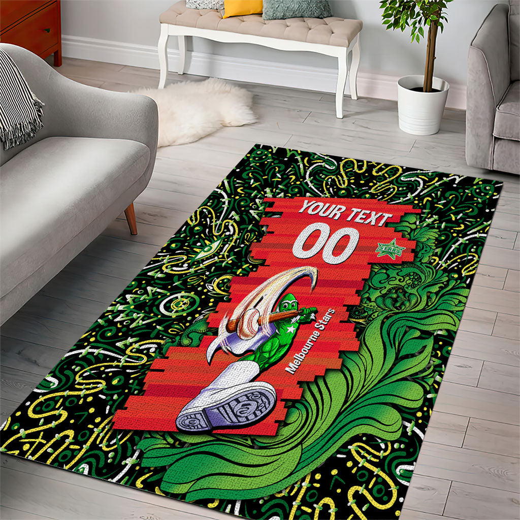 Personalized Melbourne Stars Cricket Area Rug Hippie Psychedelic Pattern Vibrant Mandala Art Style