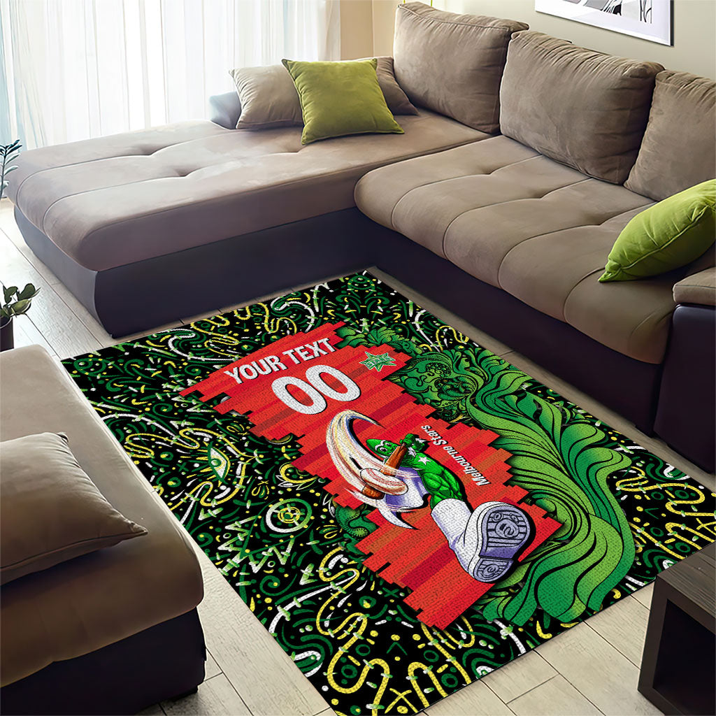 Personalized Melbourne Stars Cricket Area Rug Hippie Psychedelic Pattern Vibrant Mandala Art Style