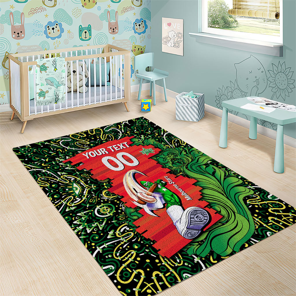 Personalized Melbourne Stars Cricket Area Rug Hippie Psychedelic Pattern Vibrant Mandala Art Style