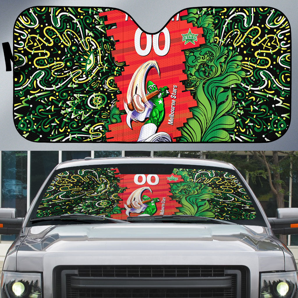 Personalized Melbourne Stars Cricket Auto Sun Shade Hippie Psychedelic Pattern Vibrant Mandala Art Style