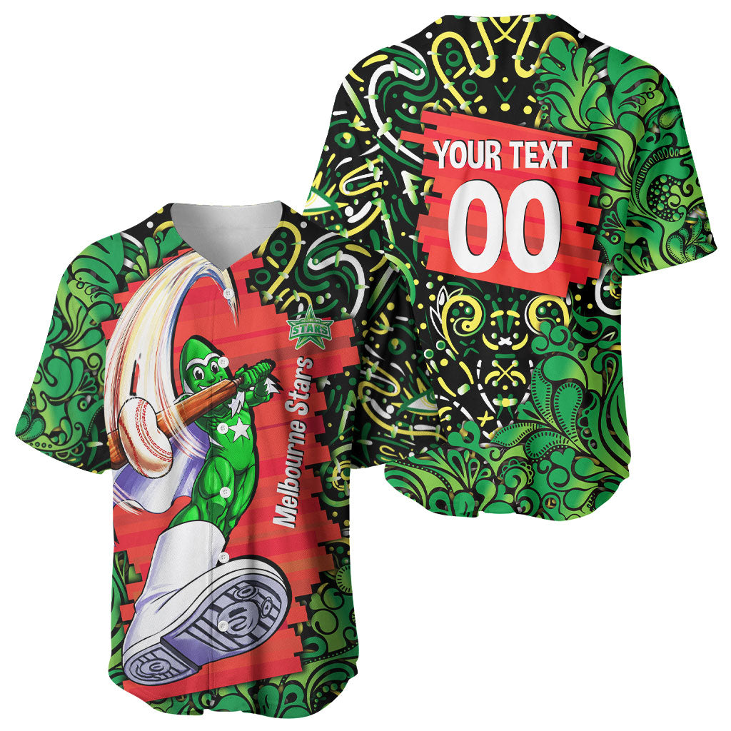Personalized Melbourne Stars Cricket Baseball Jersey Hippie Psychedelic Pattern Vibrant Mandala Art Style