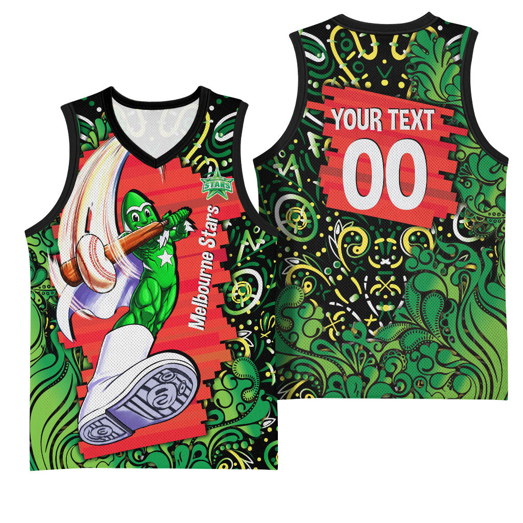Personalized Melbourne Stars Cricket Basketball Jersey Hippie Psychedelic Pattern Vibrant Mandala Art Style