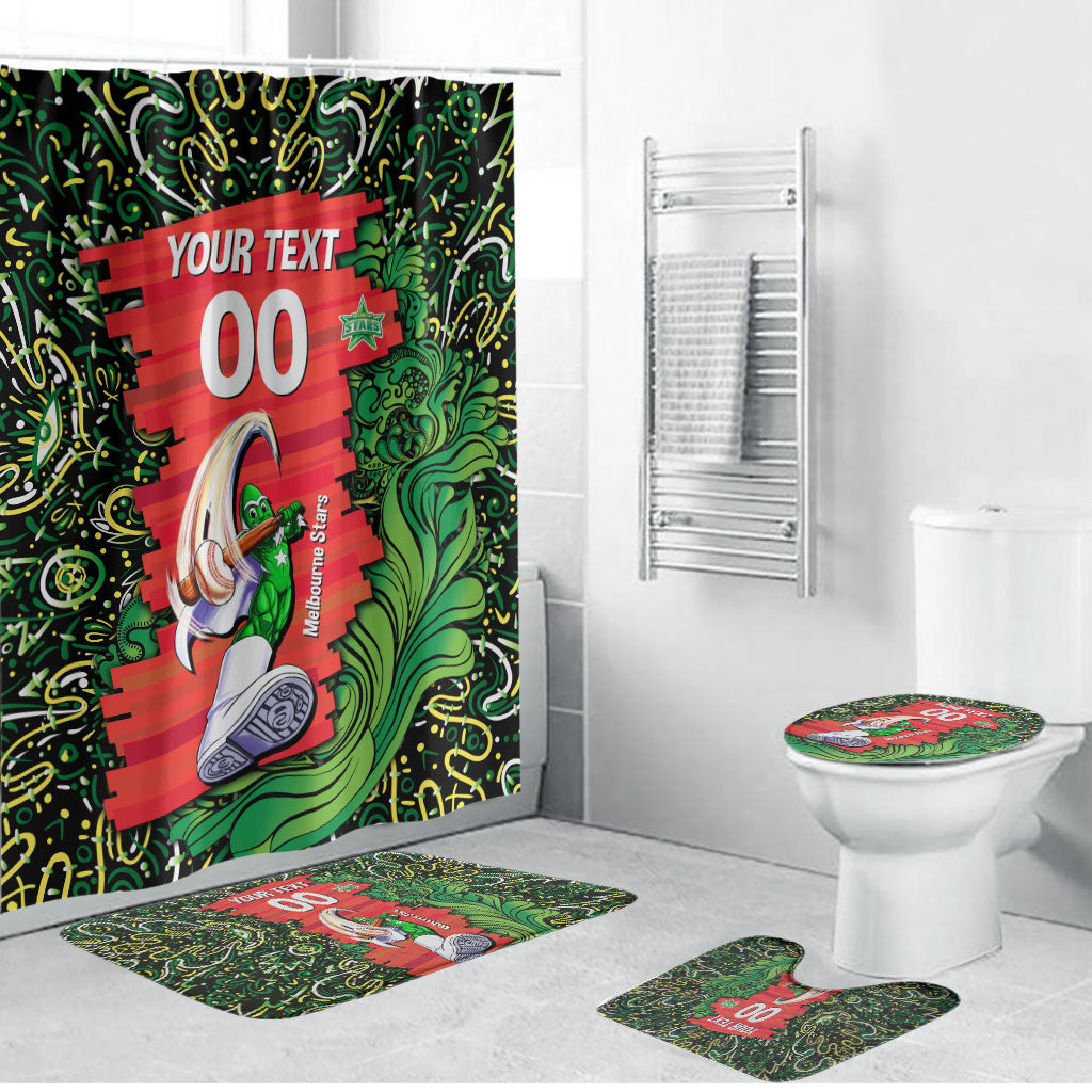 Personalized Melbourne Stars Cricket Bathroom Set Hippie Psychedelic Pattern Vibrant Mandala Art Style