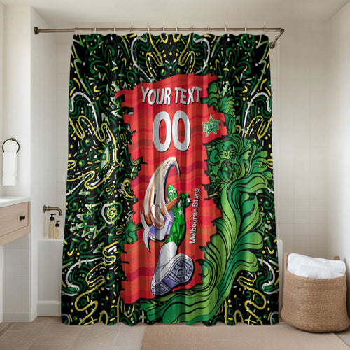 Personalized Melbourne Stars Cricket Bathroom Set Hippie Psychedelic Pattern Vibrant Mandala Art Style