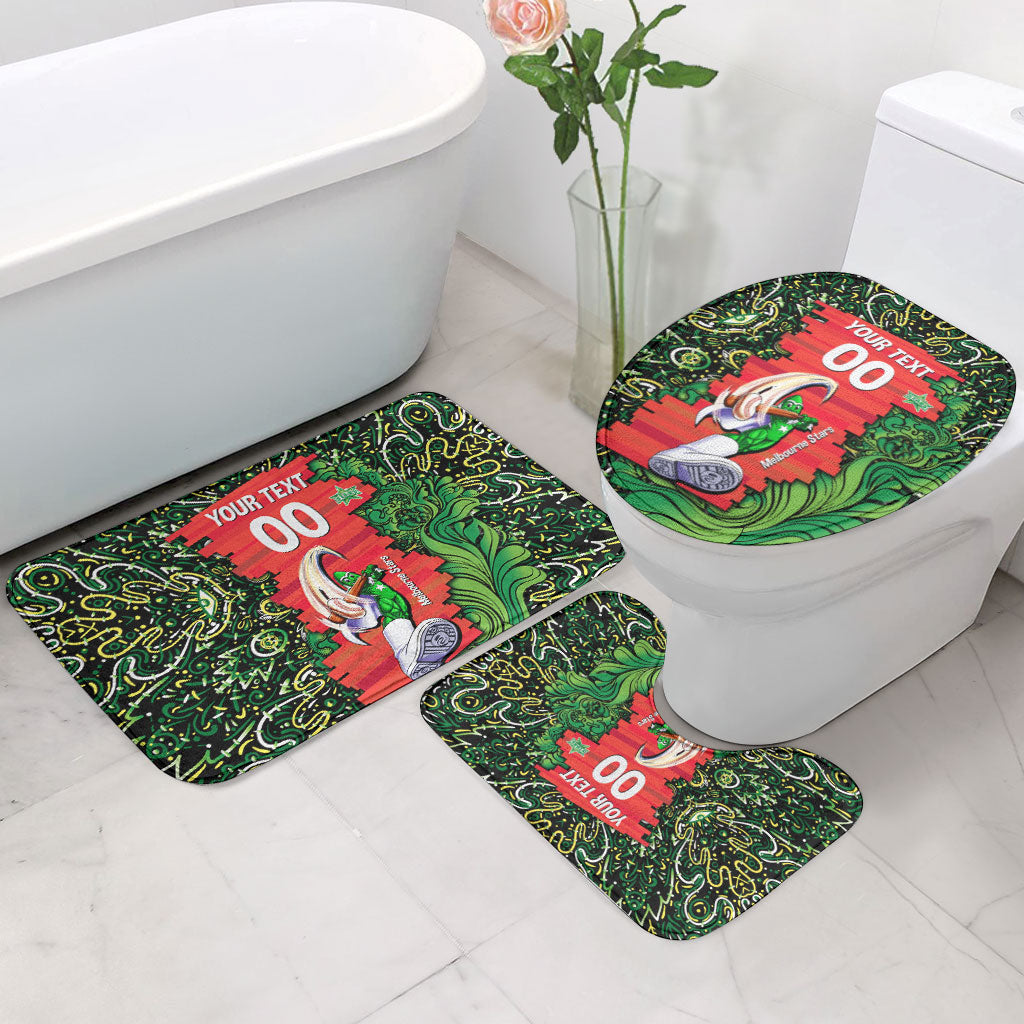Personalized Melbourne Stars Cricket Bathroom Set Hippie Psychedelic Pattern Vibrant Mandala Art Style